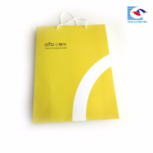 Sencai customized logo yellow high quality carry gift bag shopping bag with rope handle